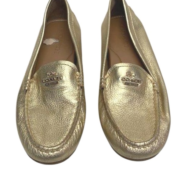 Coach Gold Metallic Flats with Moccasin Design - Picture 5 of 6
